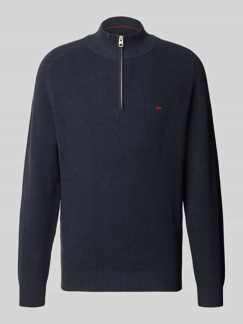 FYNCH-HATTON Regular fit gebreide pullover van puur katoen met schipperskraag