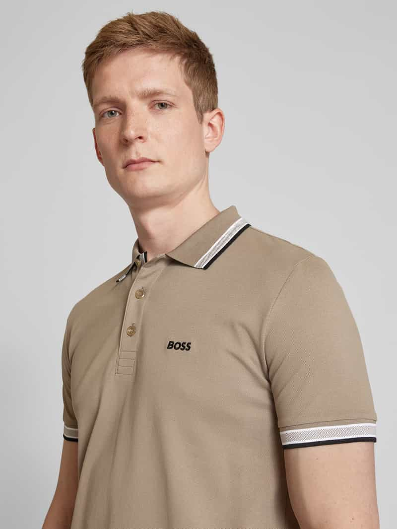 BOSS Green Regular fit poloshirt met labelstitching model 'PADDY'