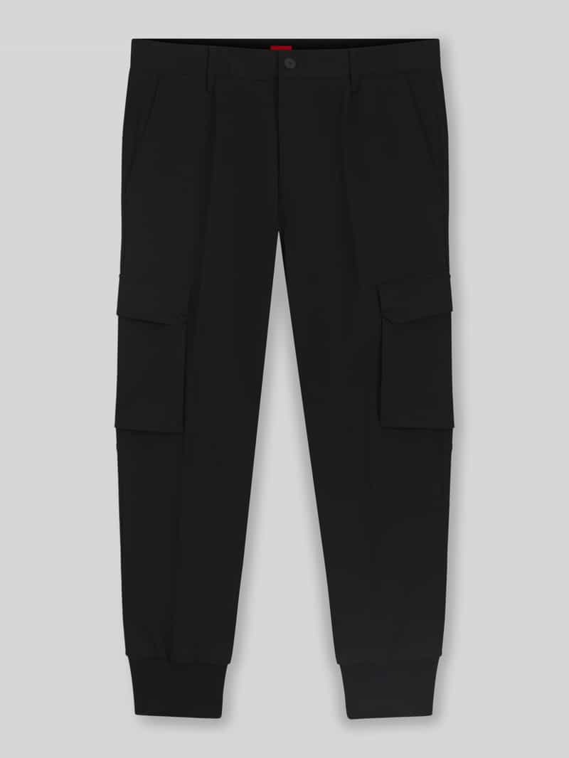 HUGO Tapered fit stoffen broek met bandplooien model 'GALVIN241'