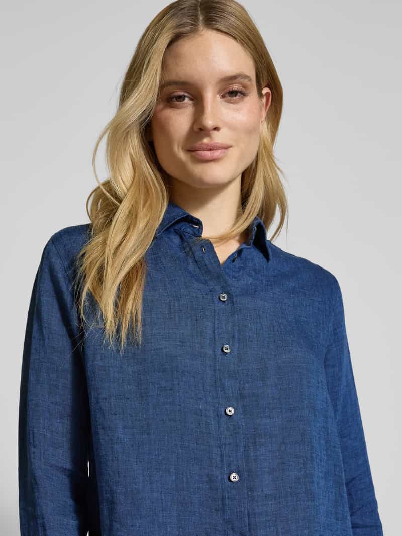 0039 italy Regular fit overhemdblouse van linnen met doorknoopsluiting