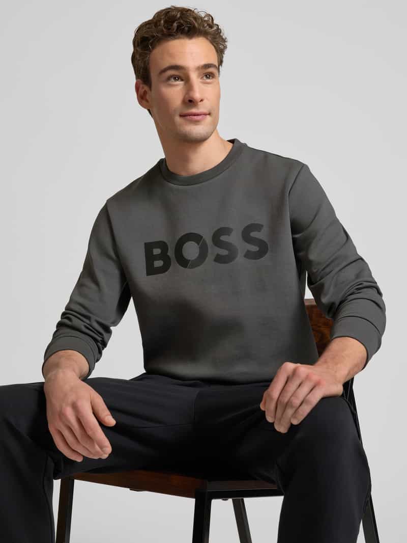 BOSS Green Sweatshirt met labelprint model 'Salbo'