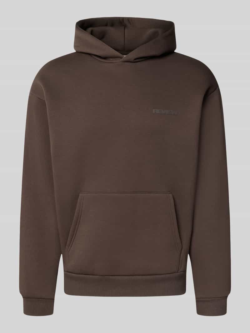 REVIEW Regular fit hoodie van katoenmix met labeldetail