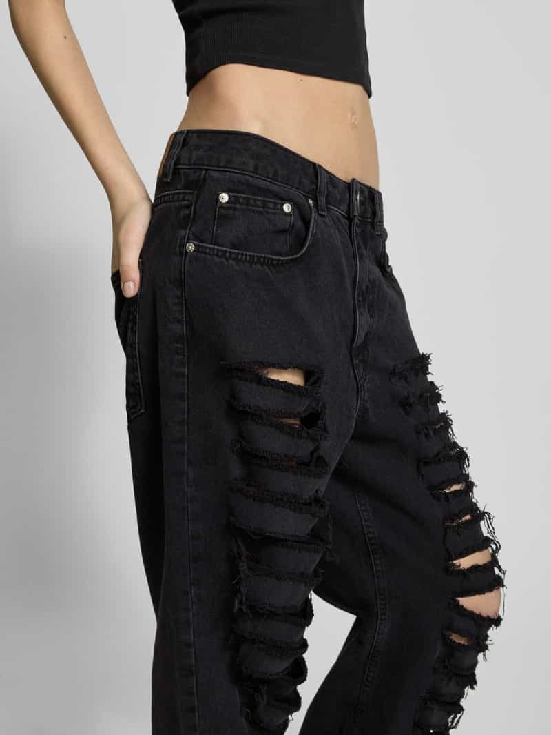 Review Straight leg jeans in destroyed-look