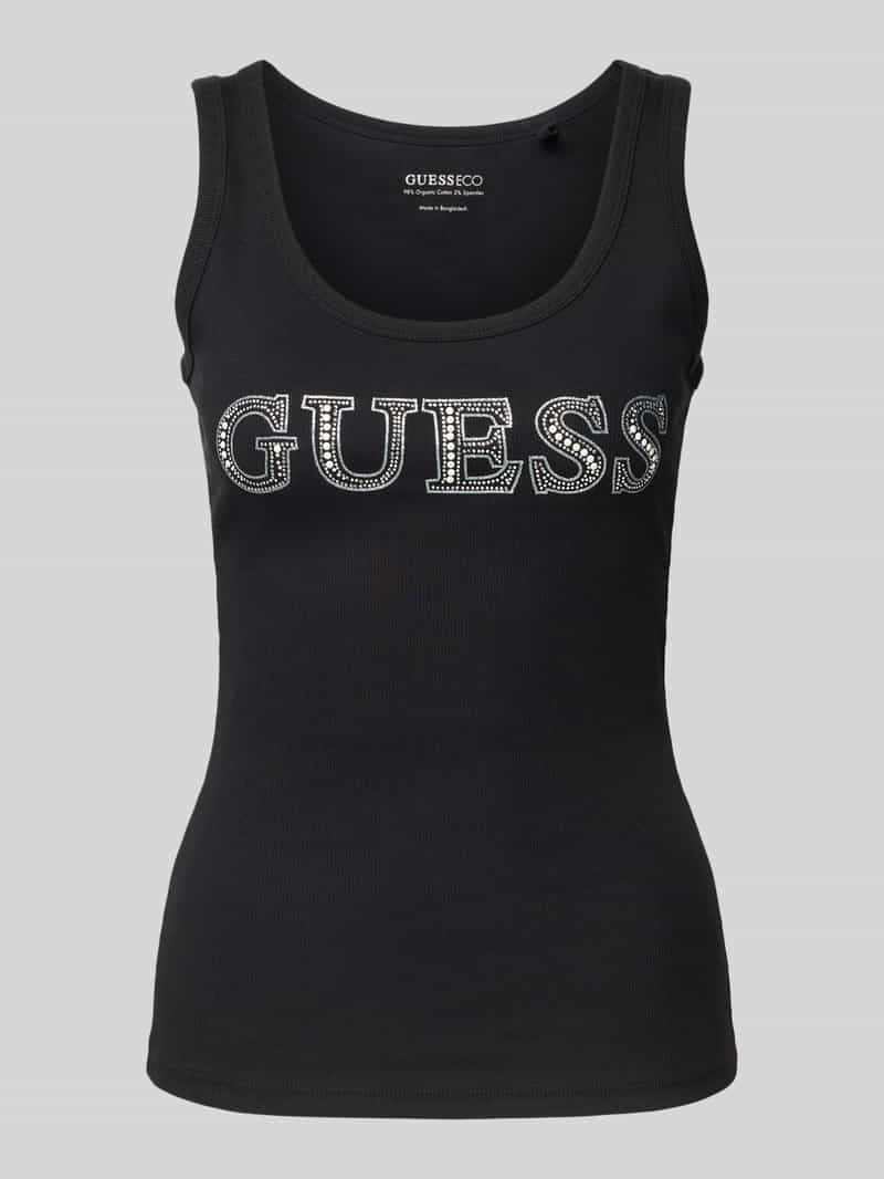Guess Tanktop met logo en siersteentjes