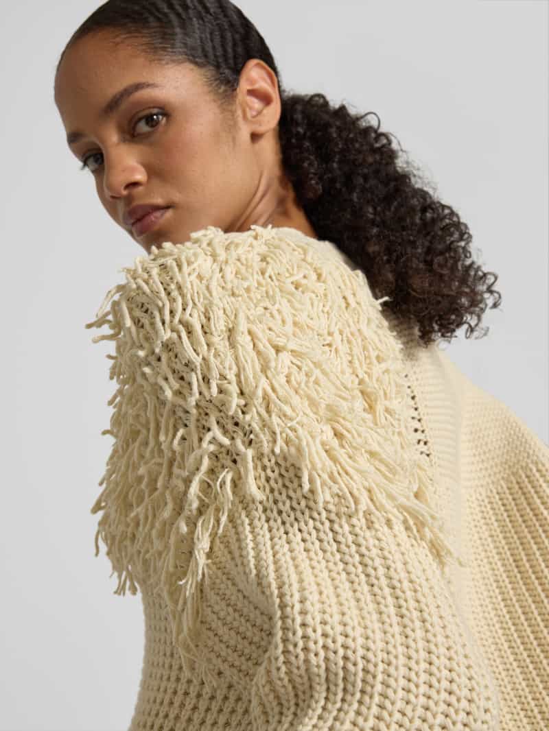 Jake*s Studio Woman Relaxed fit gebreide pullover met franjes