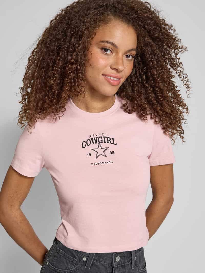 Only Slim fit T-shirt van puur katoen model 'KARINA'