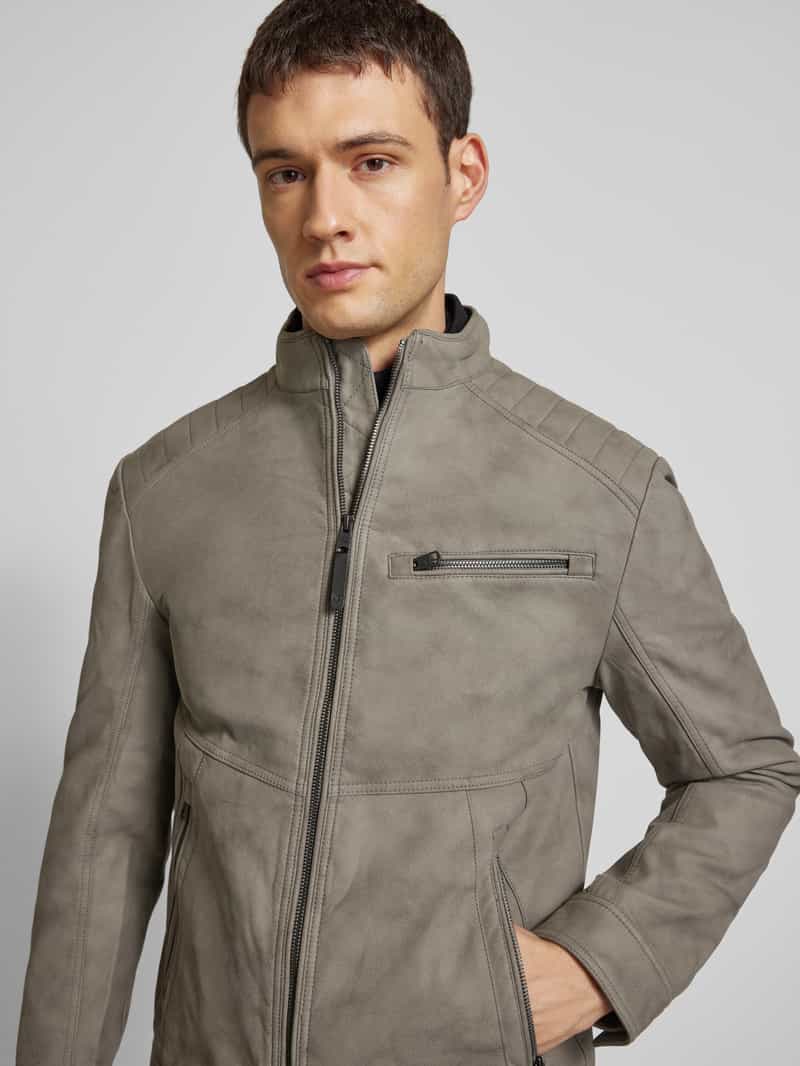 Tom Tailor Regular fit jack in leerlook van pure viscose.met doorgestikte schouderpas