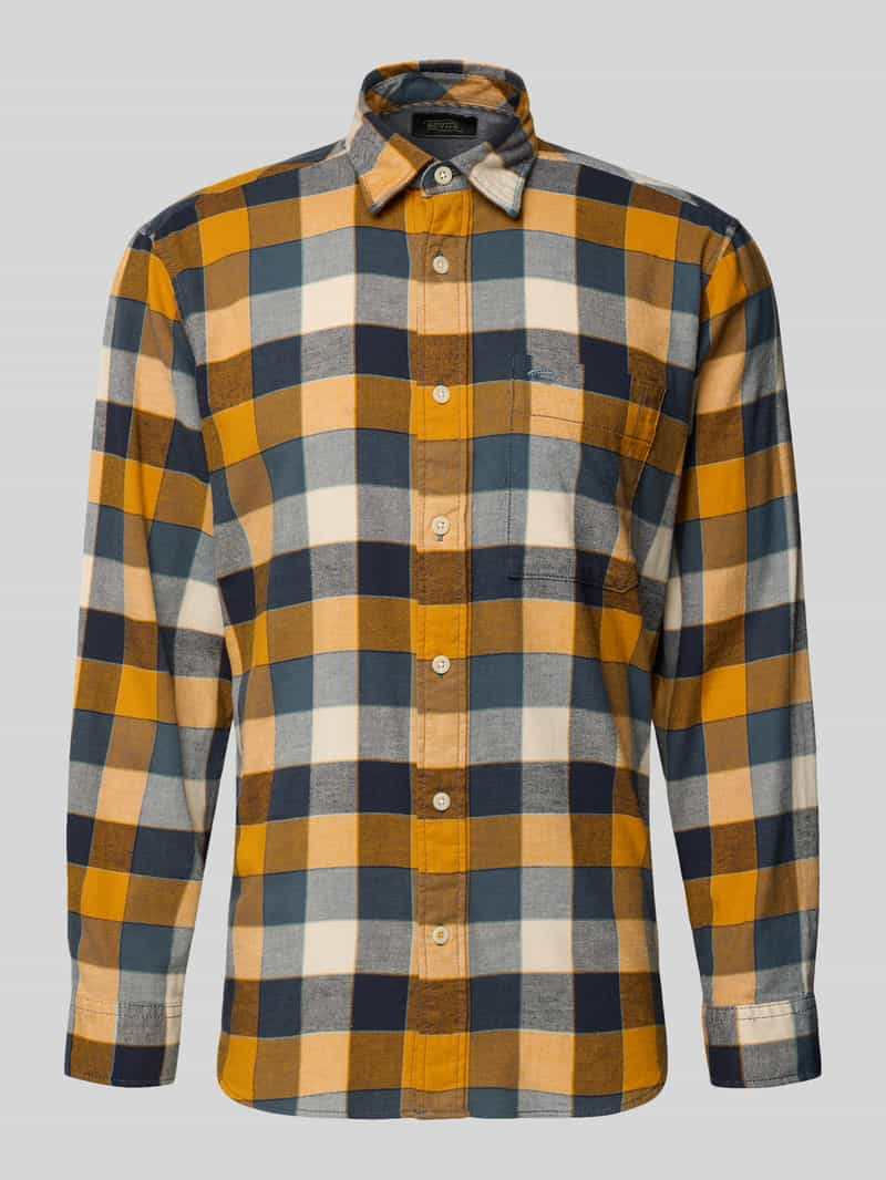 camel active Regular fit vrijetijdsoverhemd van flanel met labelstitching