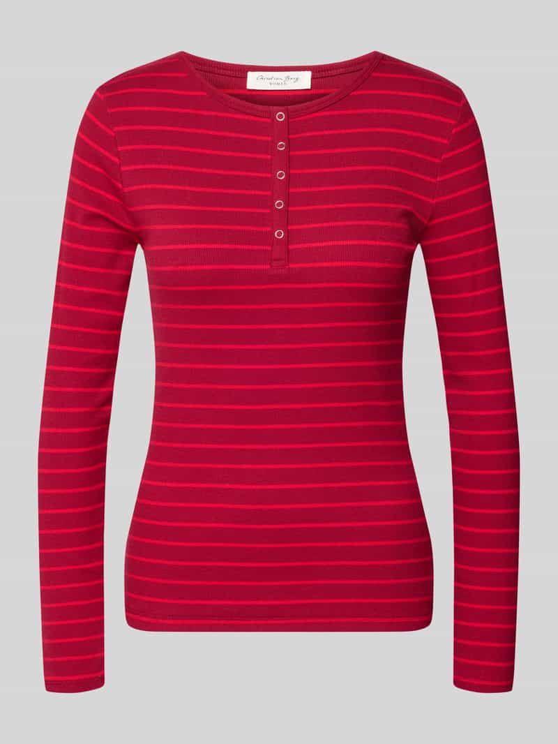 Christian Berg Woman Slim fit shirt met lange mouwen van katoenmix met korte knoopsluiting