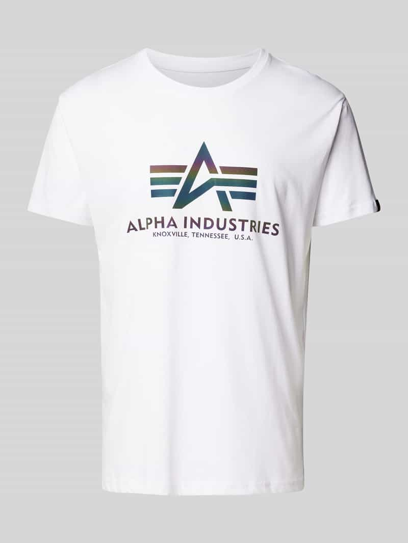 Alpha industries T-shirt met labelprint, model 'Rainbow'