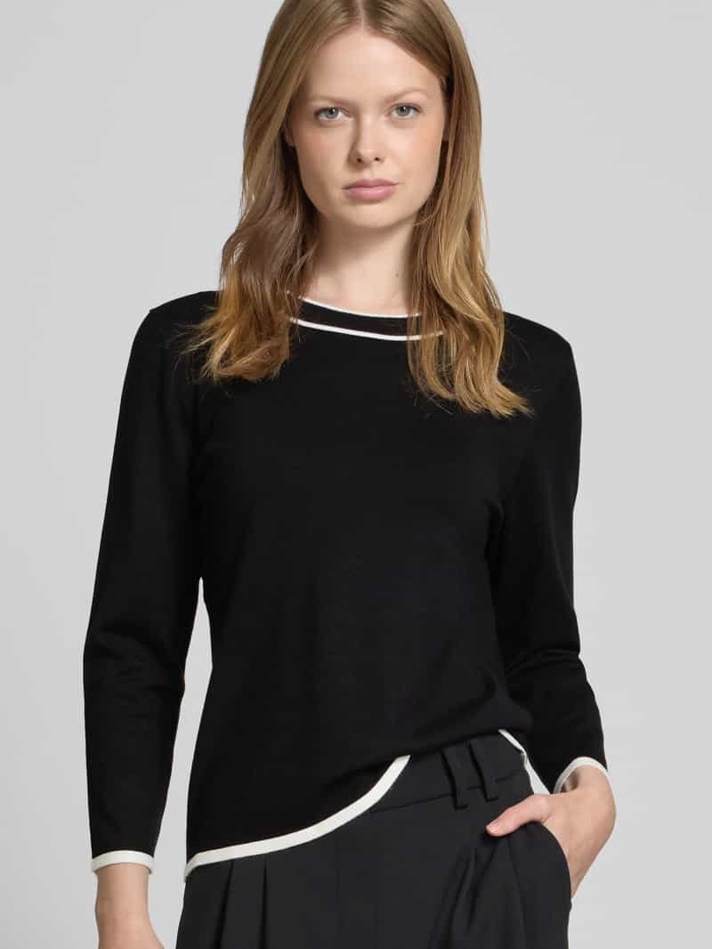 s.Oliver BLACK LABEL Regular fit gebreide pullover met contrastkleurige geribde rand
