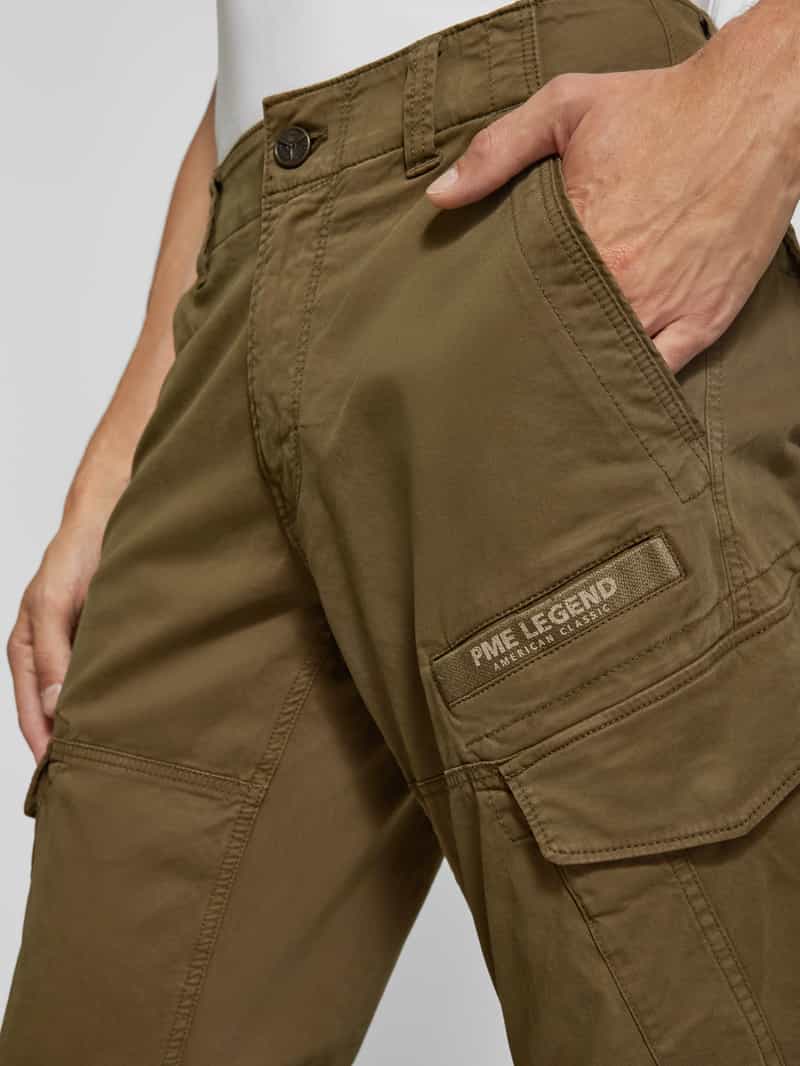 PME Legend Slim fit cargobroek met labeldetail model 'NORDROP'