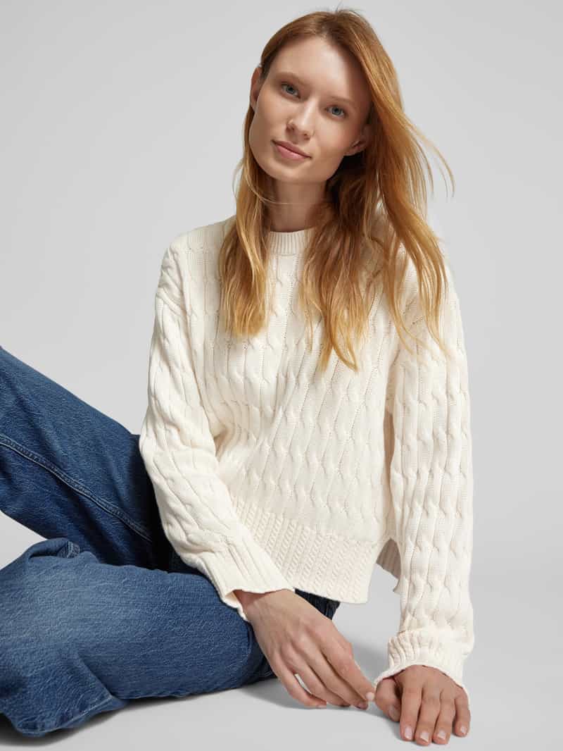 Tommy Hilfiger Gebreide pullover van puur katoen met ronde hals