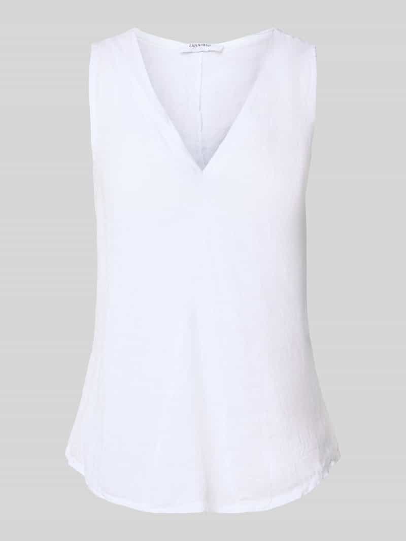 ZABAIONE Regular fit linnen blousetop met V-hals model 'Lu44cia'