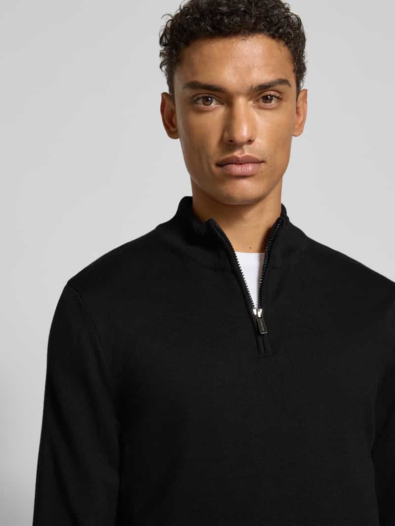 HECHTER PARIS Gebreide pulllover met opstaande kraag en ritssluiting