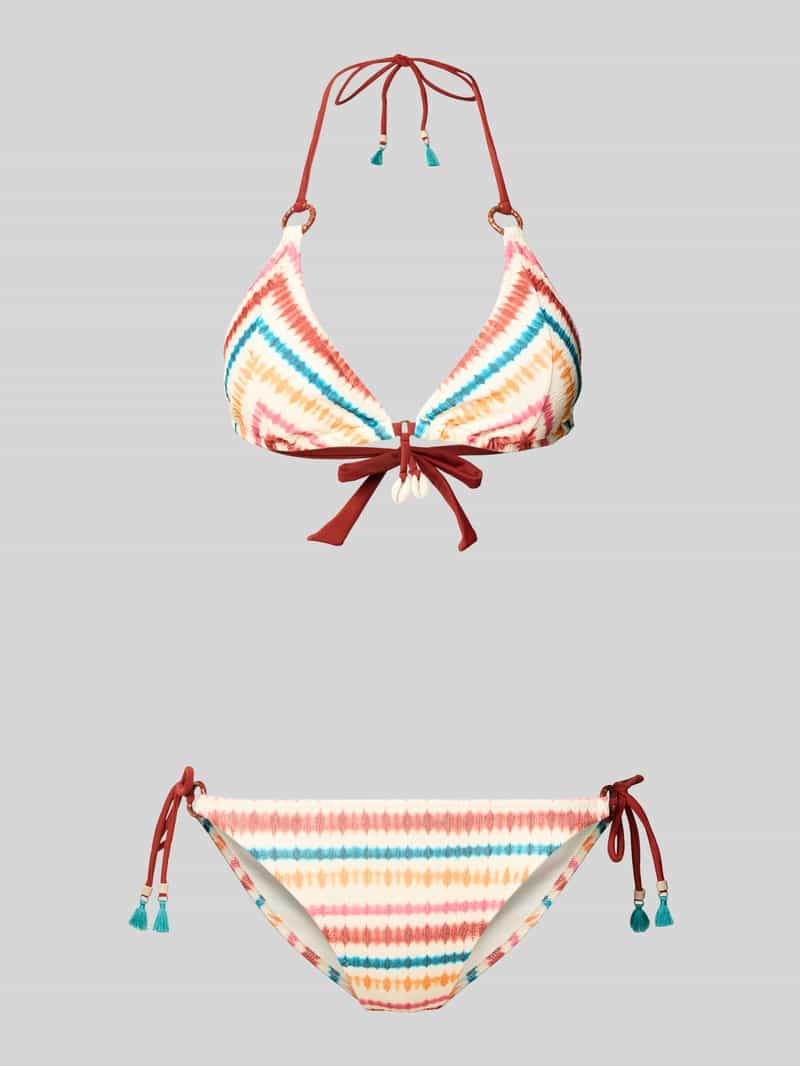 Bikini met gewatteerde cups en zijvetering