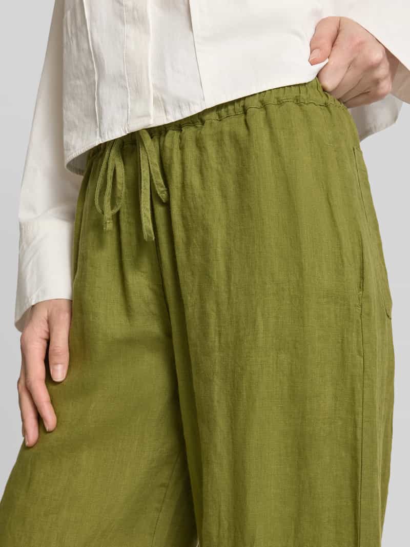 Emily Van den Bergh Wide leg linnen broek met elastische band