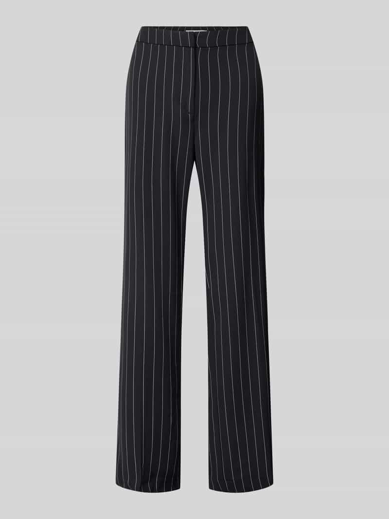 Review High waist stoffen broek met knoop haakjes- en ritssluiting