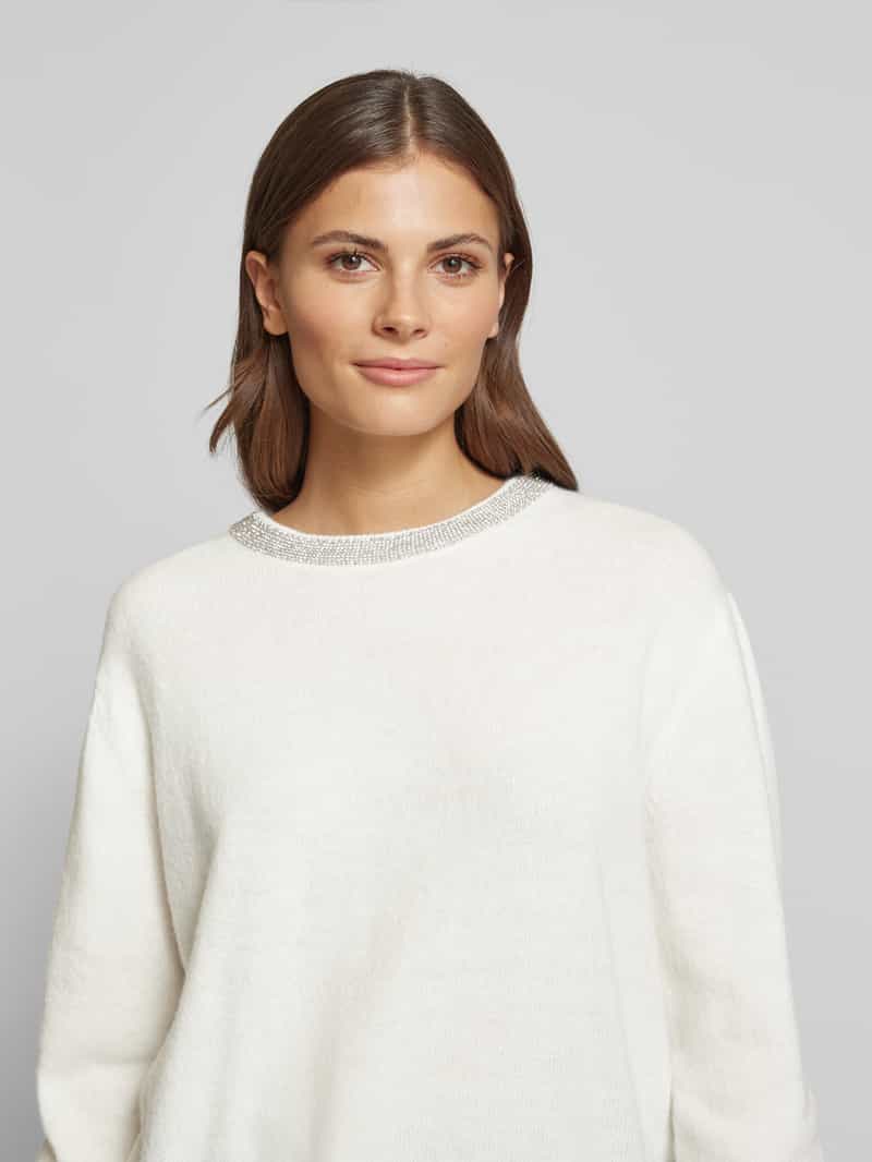 monari Gebreide pullover met siersteentjes