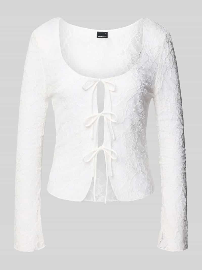 Blouse met lange mouwen en vetersluiting