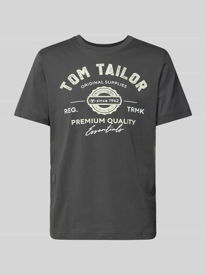 Tom Tailor Regular fit T-shirt van puur katoen met labelprint