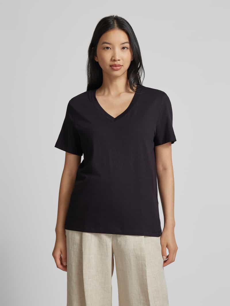 Selected SLFESSENTIAL V-hals t-shirt zwart, foto 4