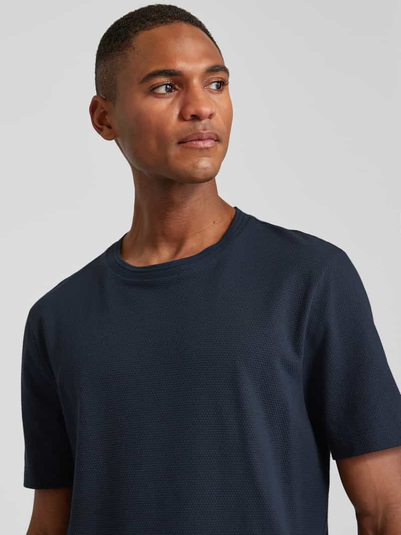 Boss T-shirt met geribde ronde hals model 'TIBURT'