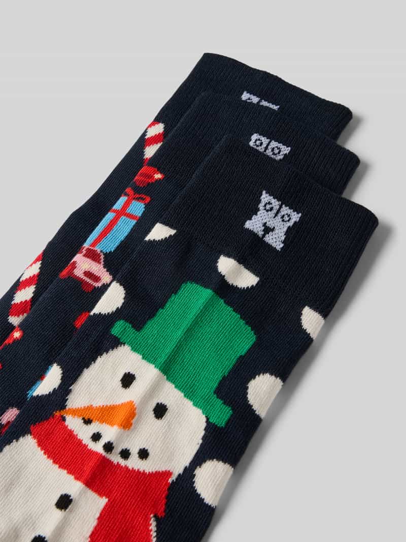 Happy Socks Sokken met labelprint in een set van 3 paar