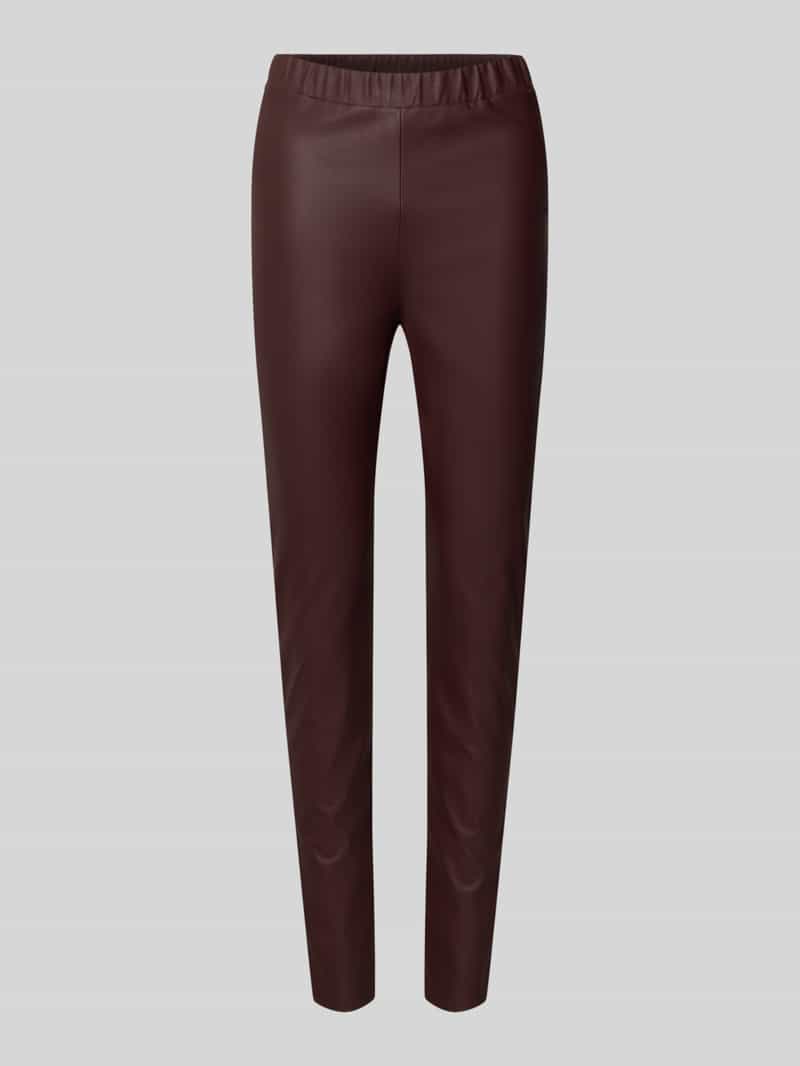 MM Slim fit broek in leerlook met elastische band model 'ECHO'