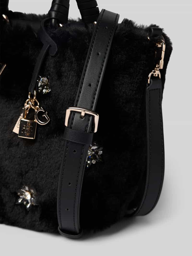 Guess Handtas van imitatiebont met siersteentjes model 'SHAIDA'