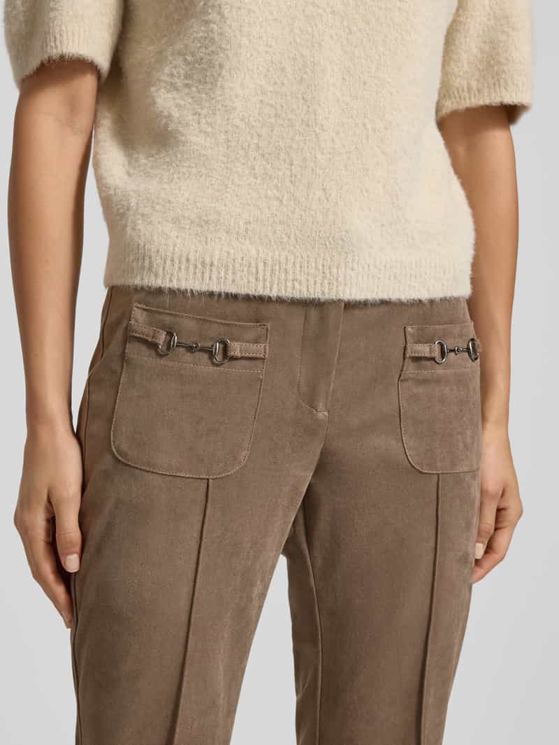 CAMBIO Broek in leerlook model 'FARAH PATACHED POCKET'