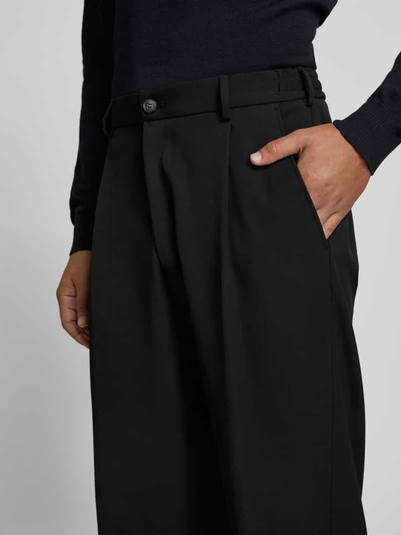 Selected Homme Loose fit bandplooibroek met riemlussen model 'FINN'