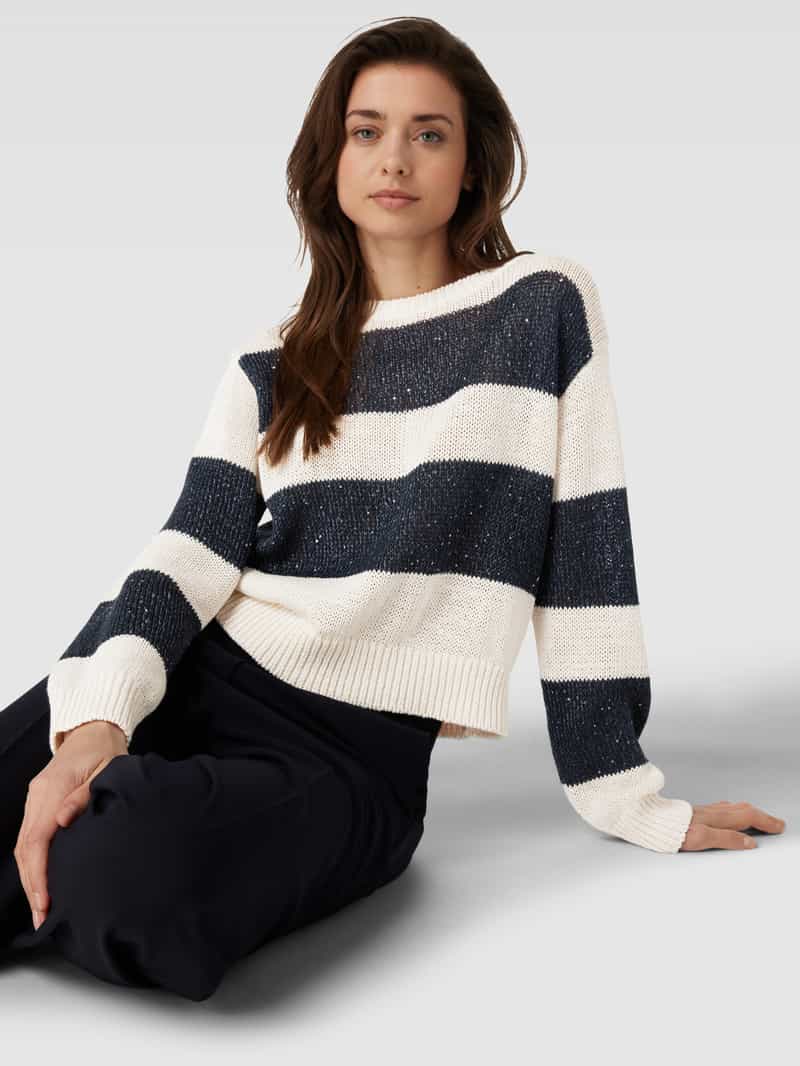 LUISA CERANO Gebreide pullover van linnenmix met extra brede schouders