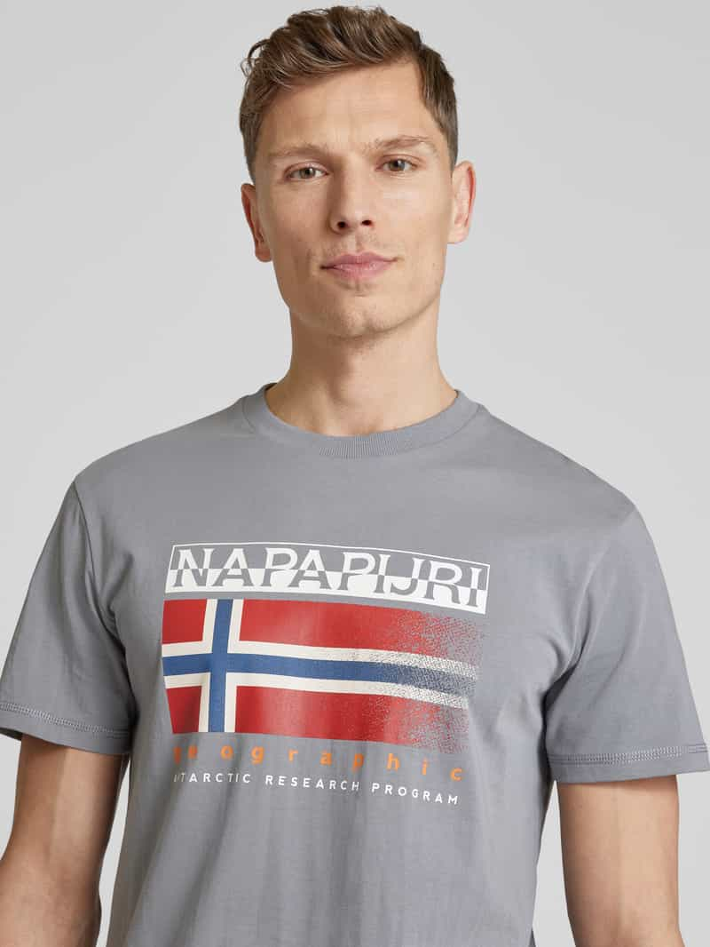 Napapijri T-shirt met label- en statementprint model 'S-KREIS'