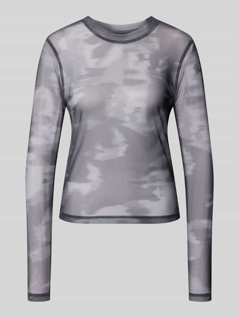 Slim Fit shirt met lange mouwen met ronde hals model 'motion camo'