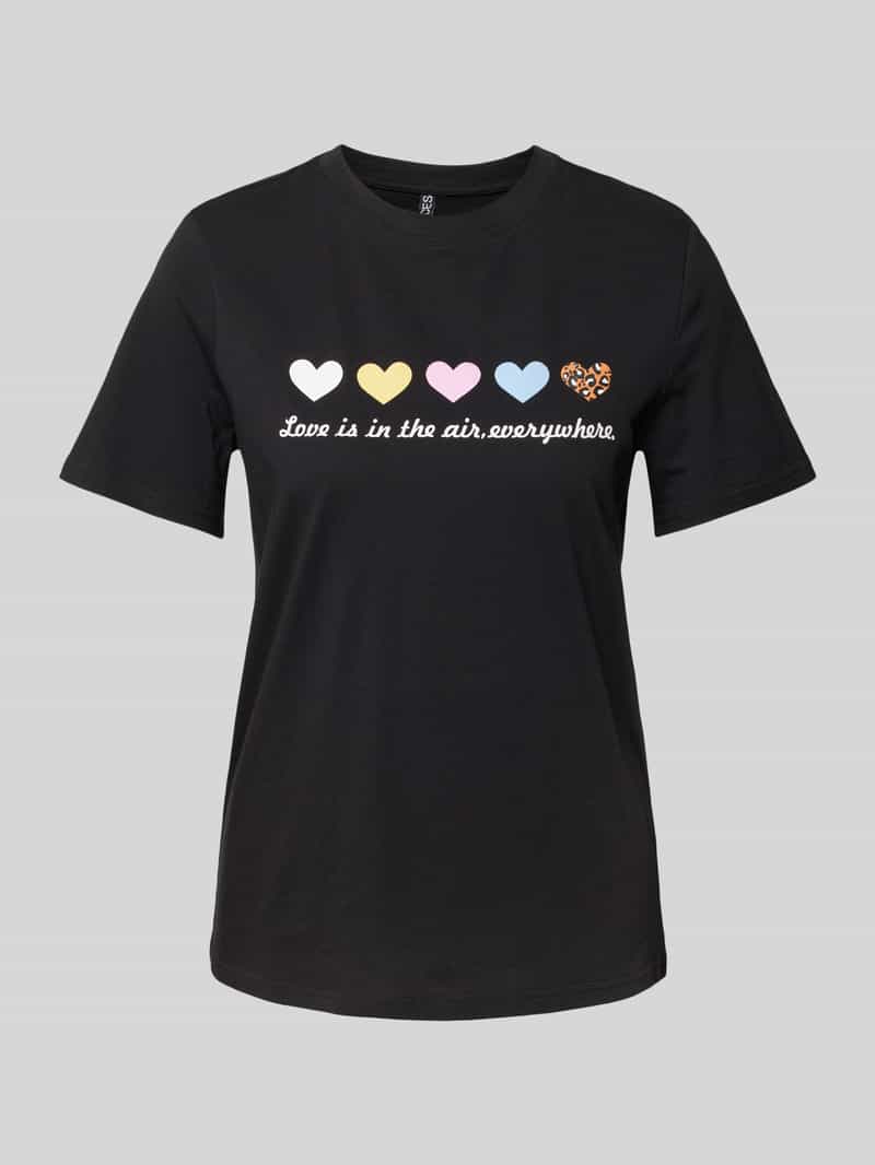 Pieces Regular fit T-shirt van puur katoen model 'MARIA'