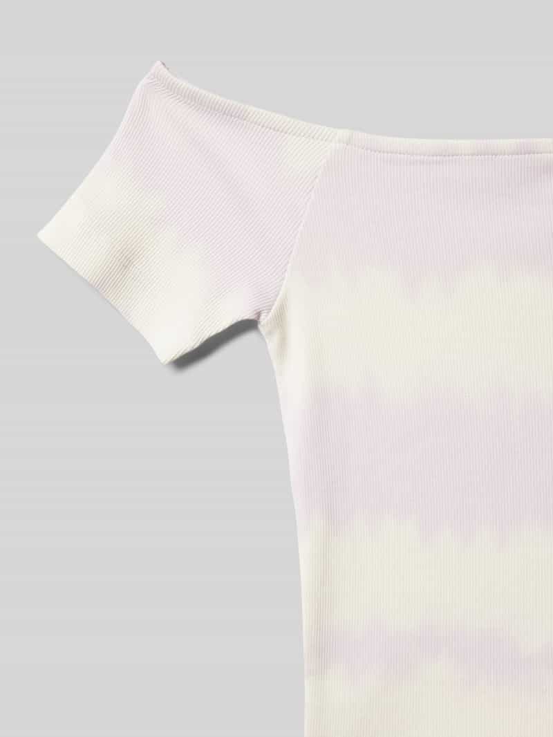 Tom Tailor Regular fit T-shirt met carmenhals en batikmotief