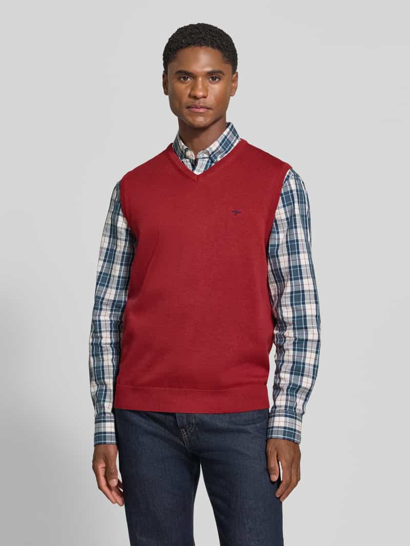 FYNCH-HATTON Regular fit spencer van puur katoen met geborduurd logo