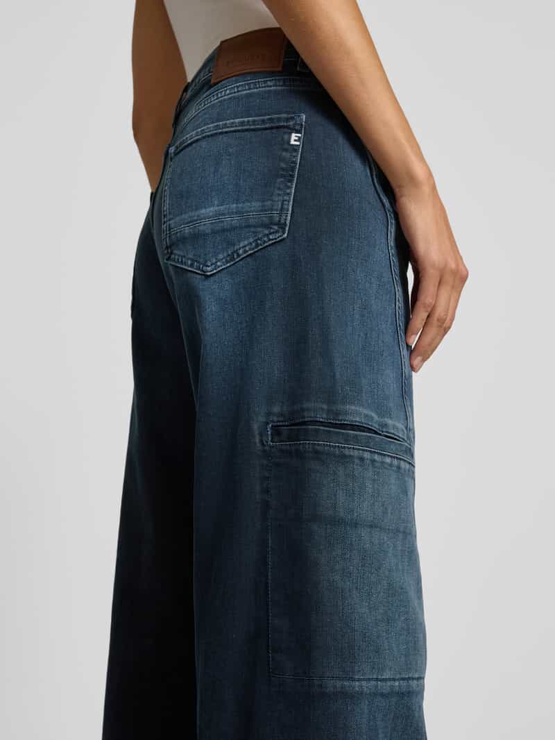 ETIQUETT ESSENTIALS Wide leg jeans met strookzakken model 'Lola'