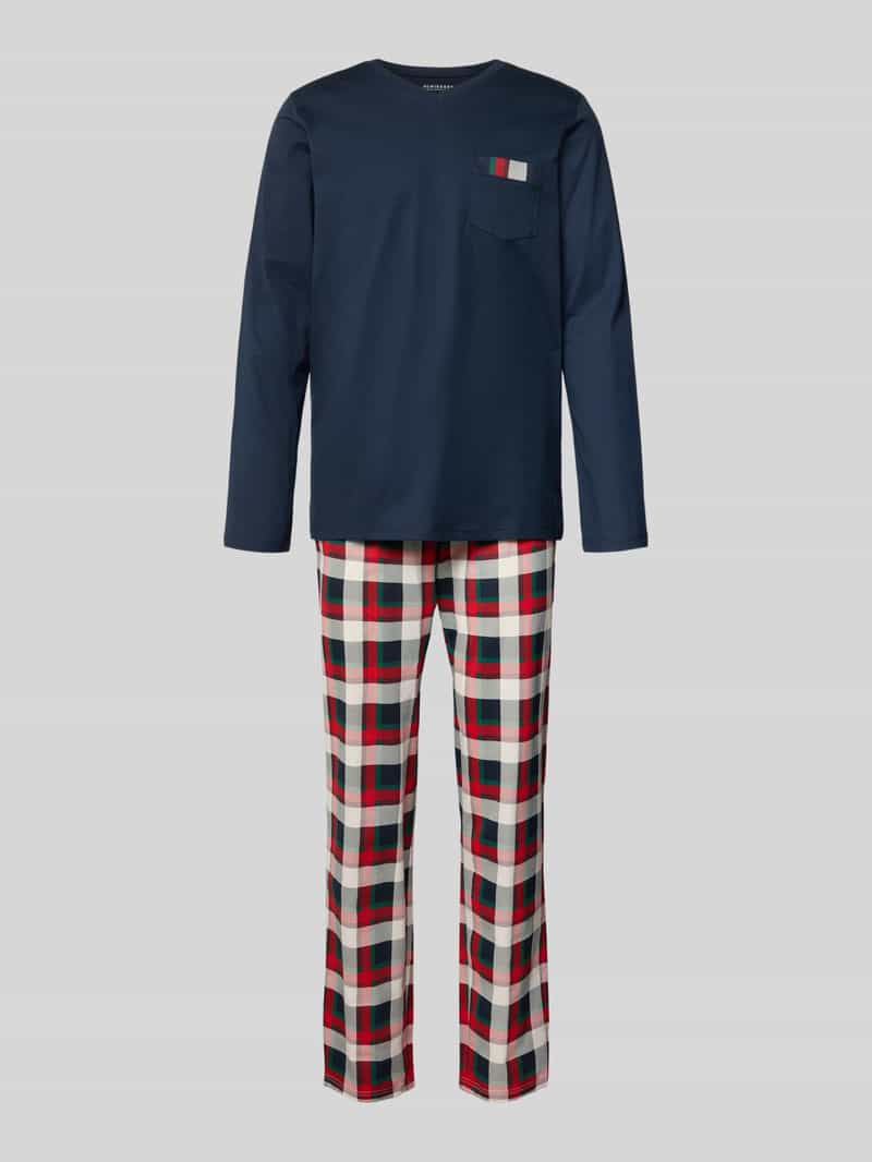 Schiesser Relaxed fit pyjama met borstzak