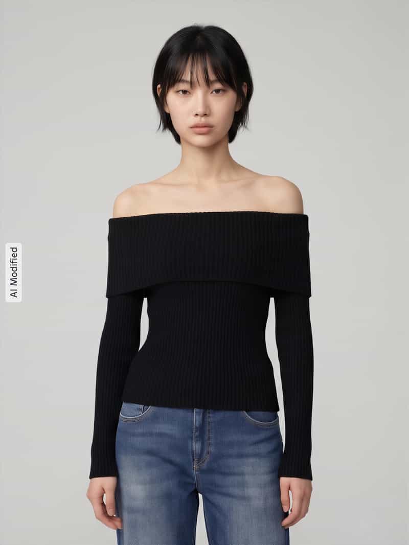 Only Pullover met carmenhals zwart, foto 3