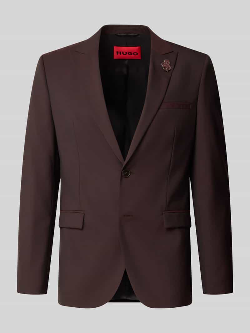 HUGO Slim fit colbert van scheerwol met logodetail