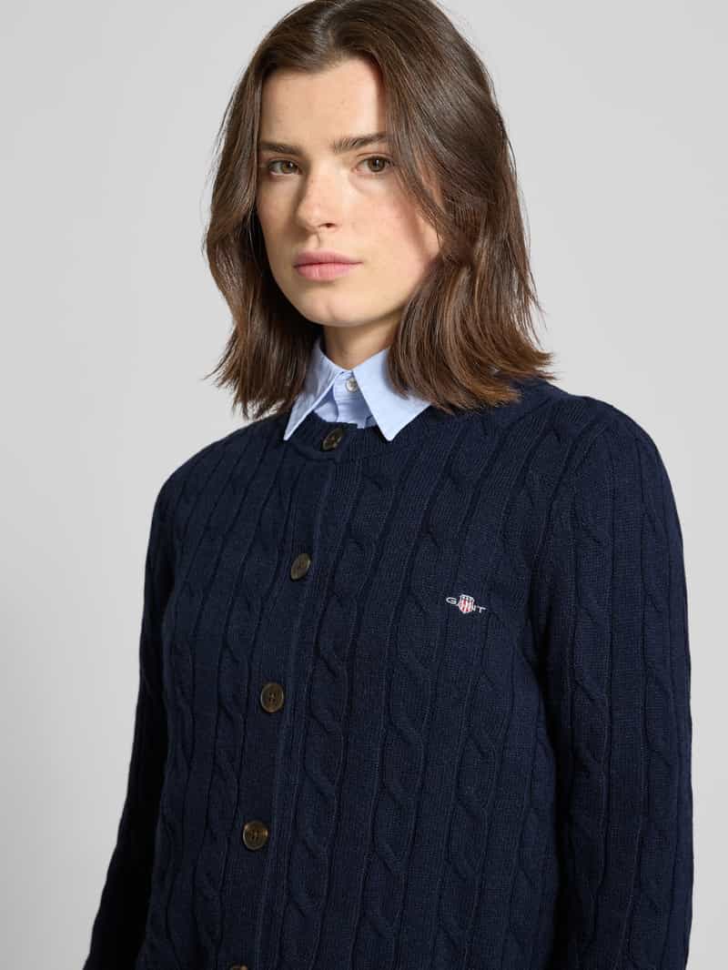 Gant Gebreid jack met kabelpatroon en labelstitching