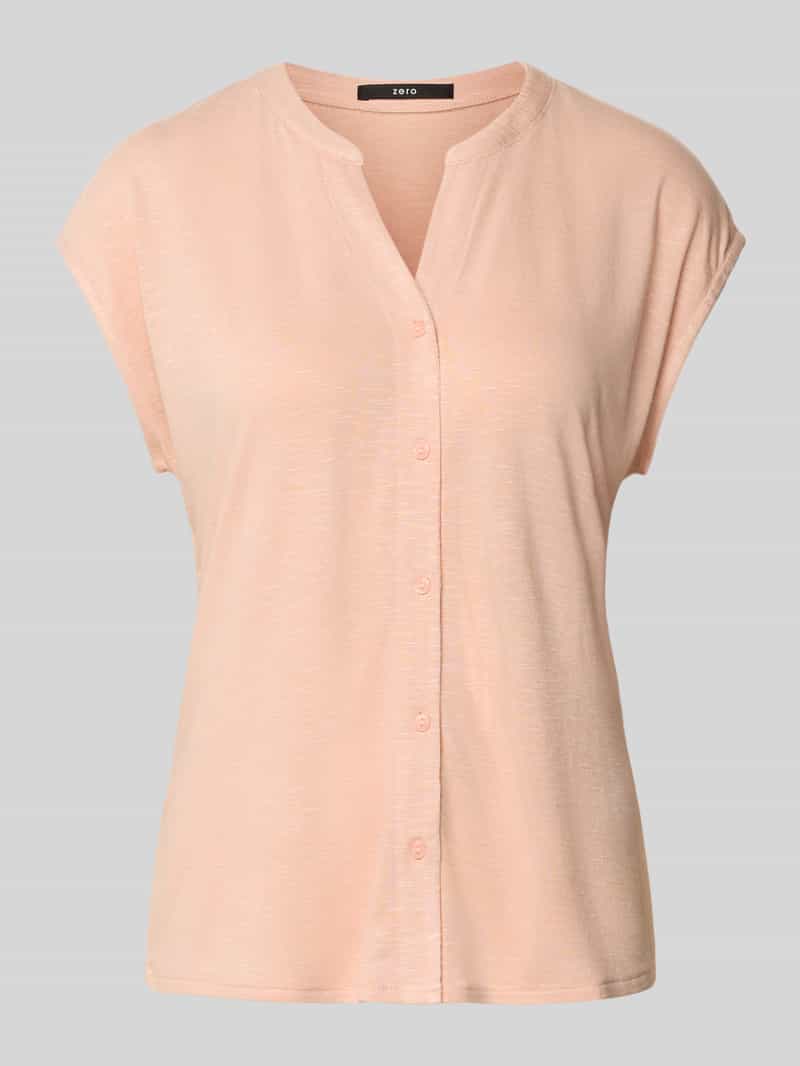 Zero T-shirt van viscosemix met knoopsluiting