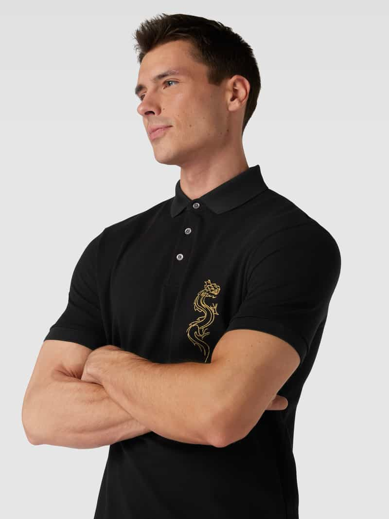 Armani Exchange Poloshirt met motiefstitching model 'Chinese Dragon'