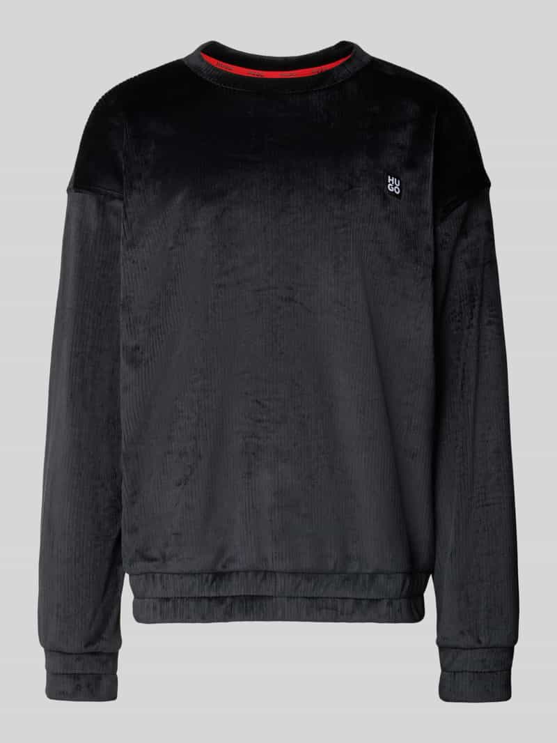 HUGO Relaxed fit sweatshirt in fluweelzachte riblook