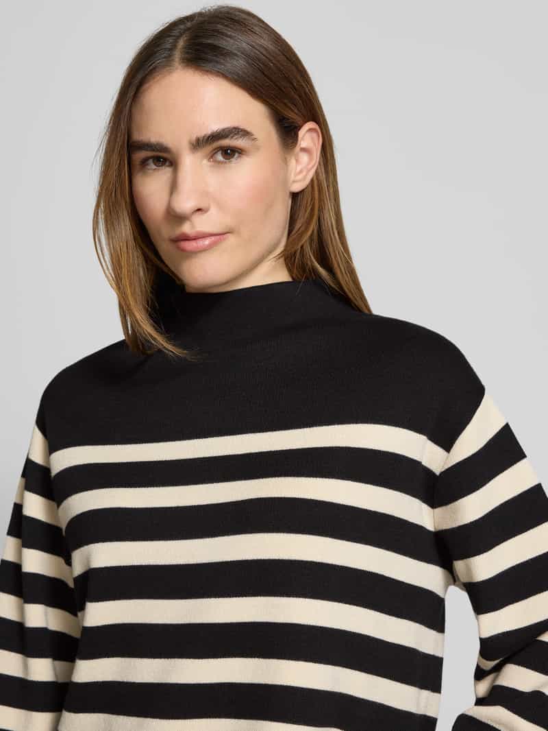 Jake*s Collection Gebreide pullover met geribde opstaande kraag