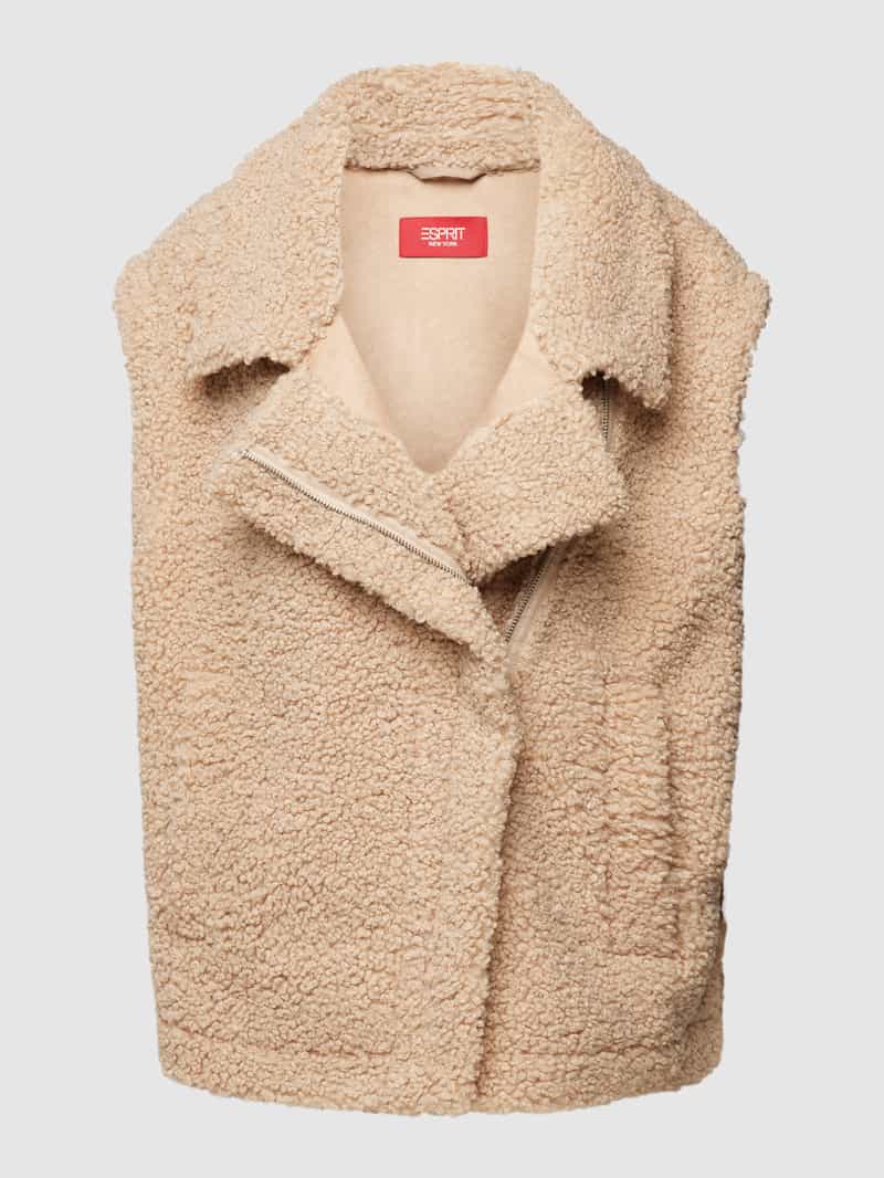 Esprit Gilet van teddybont met reverskraag