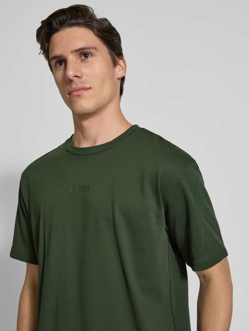 BOSS Green T-shirt met labelprint en ronde hals