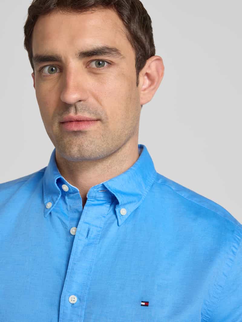 Tommy Hilfiger Regular fit vrijetijdsoverhemd van een mix van katoen en linnen